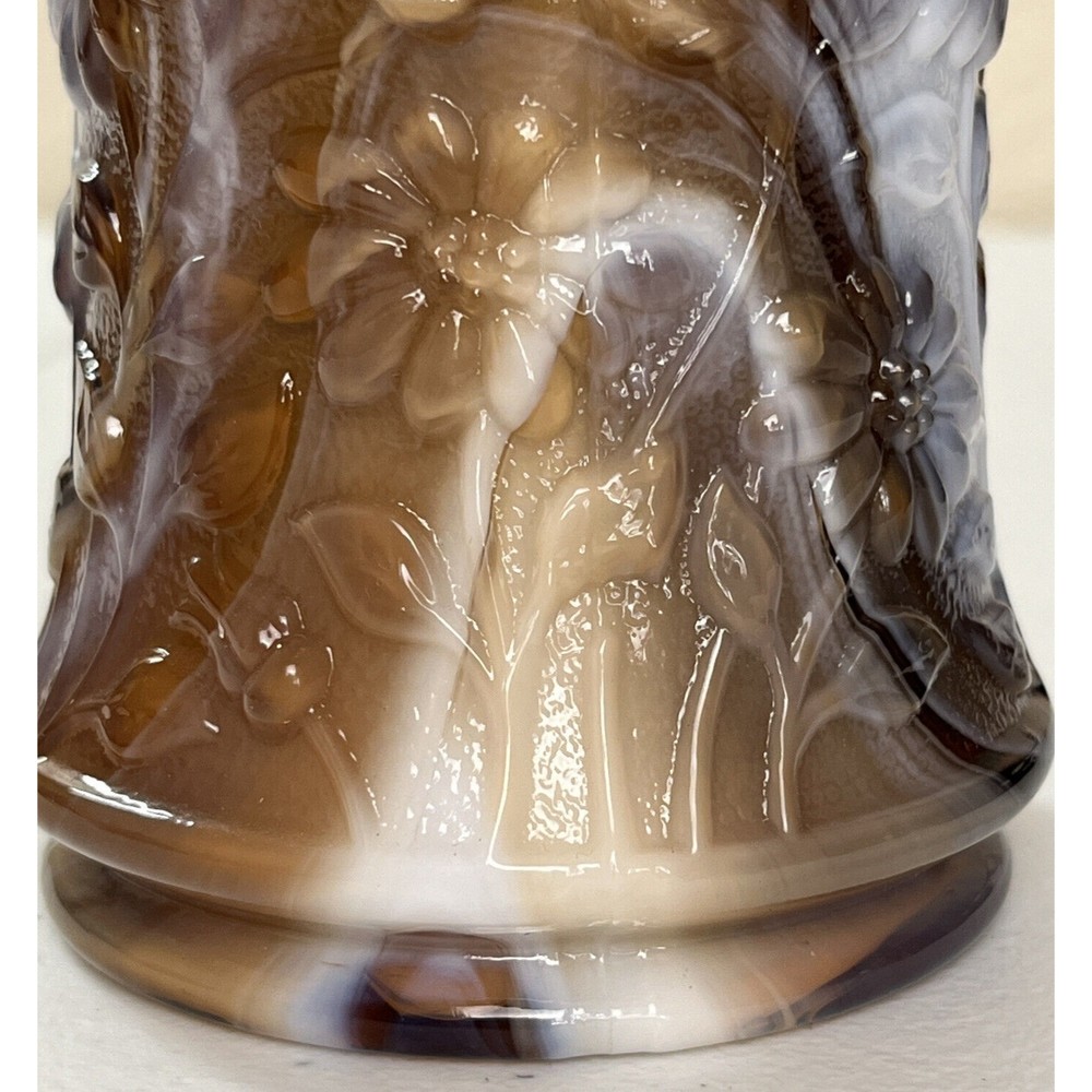 Vintage Imperial Dark Caramel Root Beer Slag Glass Tall Daisy Basket 10 In Tall - Picture 12 of 16